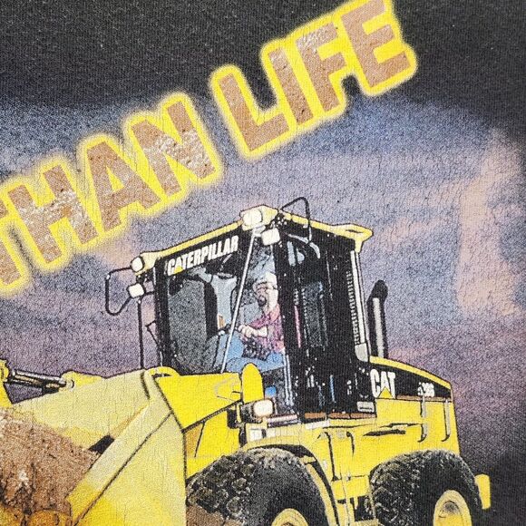 VTG  Cat Caterpillar Loader Larger Than Life T Shirt  Size XL Rare USA Work - Picture 7 of 12